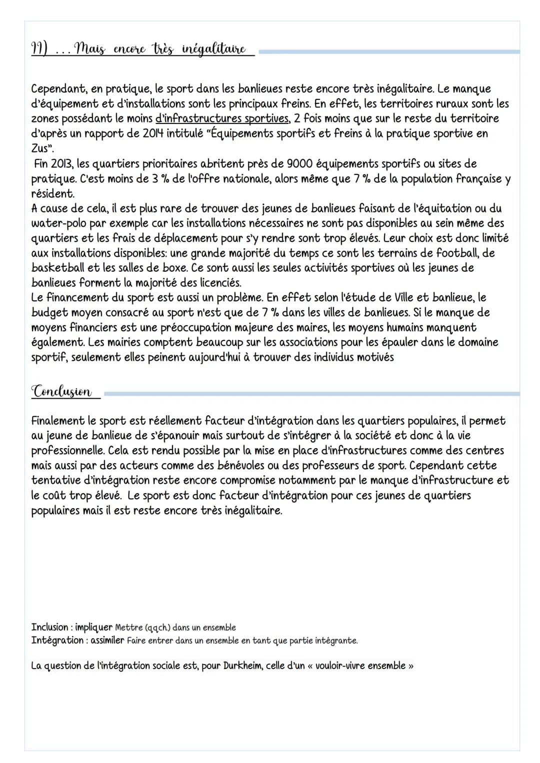 <p>Le sport est-il un facteur d'intégration sociale pour les jeunes de quartiers populaires?</p>
<h2>Introduction</h2>
<p>Le sport joue un