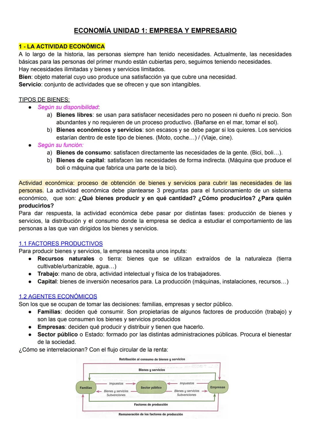 # ECONOMÍA UNIDAD 1: EMPRESA Y EMPRESARIO
1-LA ACTIVIDAD ECONÓMICA
A lo largo de la historia, las personas siempre han tenido necesidades.