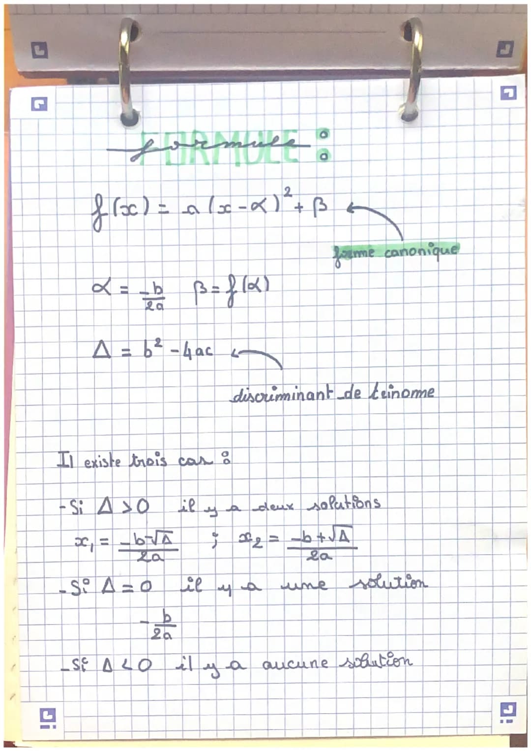 MATHEMATIQUES SPE
Second degré
Chap
1
DEFINITION: Une fonction polynéme
est definie: de la degré L
$f(x) = a x^2 + bx + c$
avec $a \neq 0$