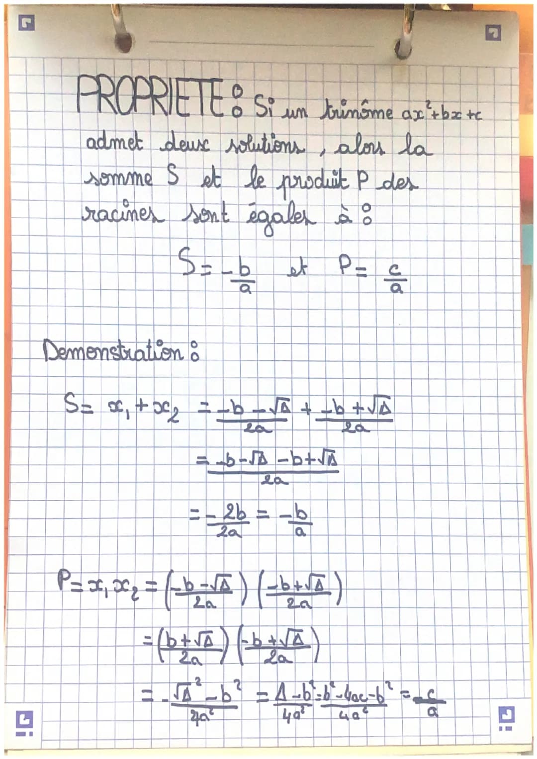 MATHEMATIQUES SPE
Second degré
Chap
1
DEFINITION: Une fonction polynéme
est definie: de la degré L
$f(x) = a x^2 + bx + c$
avec $a \neq 0$