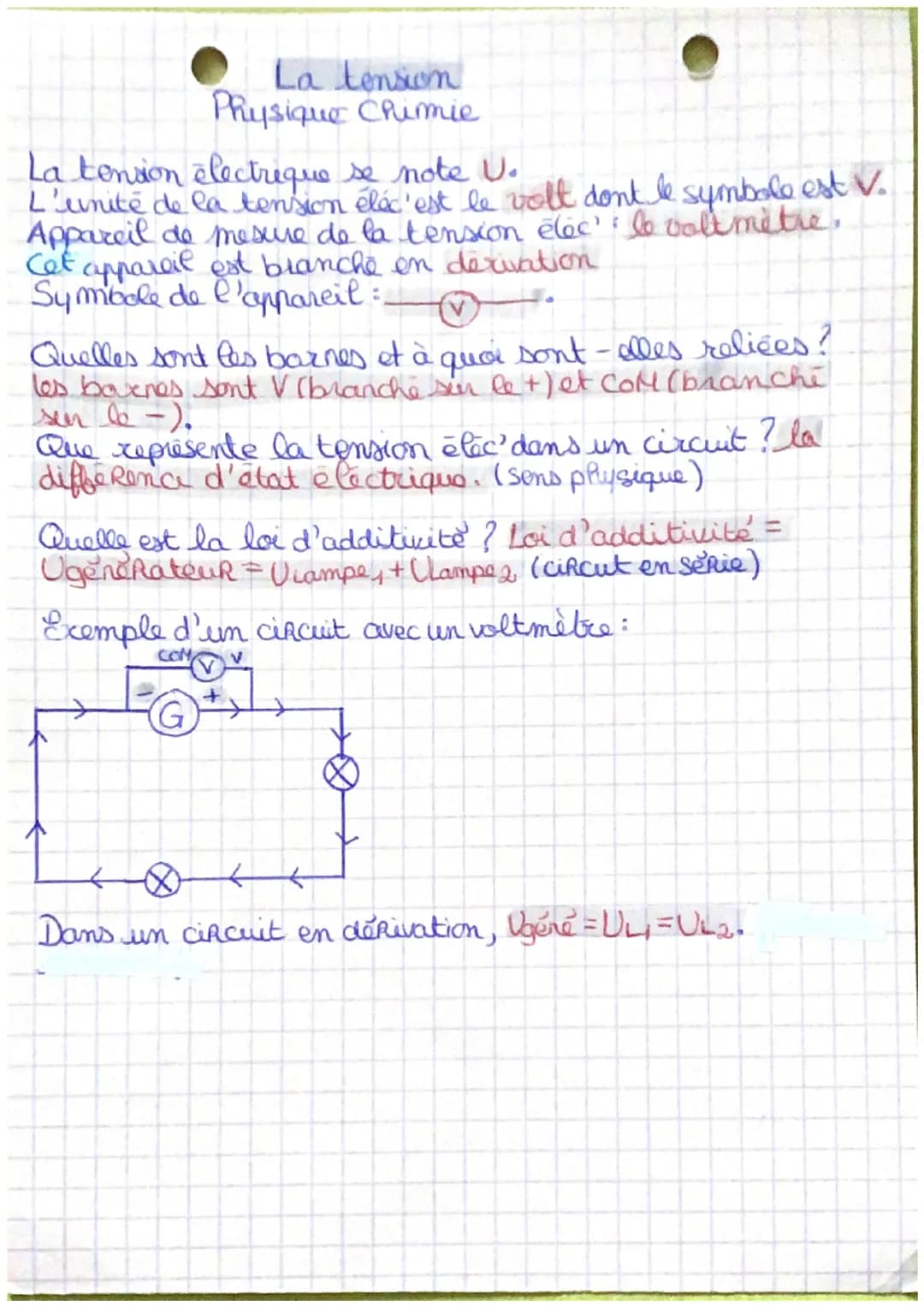 # La tension
Physique Chimie
La tension électrique se note Vo
L'unité de la tension éléc'est le volt dont le symbole est V.
Appareil de mes