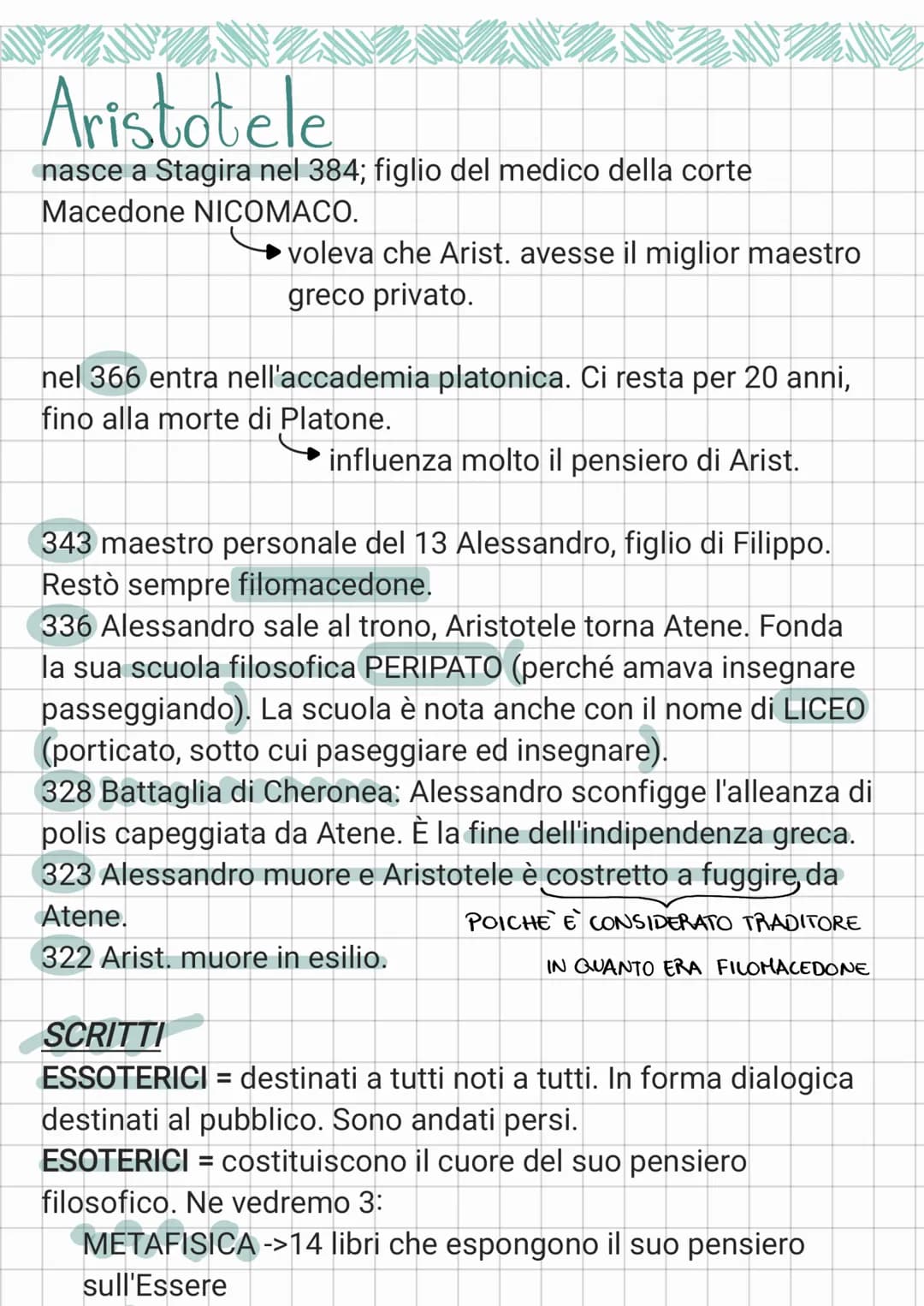 # Aristotele
nasce a Stagira nel 384; figlio del medico della corte
Macedone NICOMACO.
- voleva che Arist. avesse il miglior maestro
greco