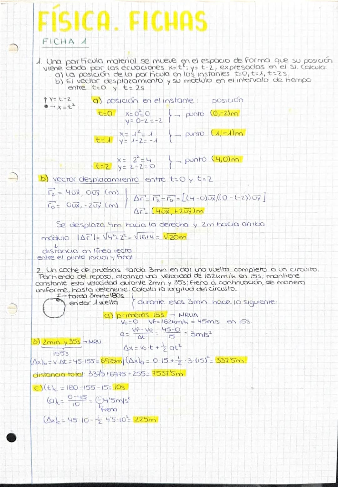 - VECTOR DE LA VARIACIÓN
DE POSICION
にールマ
- DESPLAZAMIENTO
sumatorio
$++=\overrightarrow{A_3}$
- DISTANCIA
(modula: distancia recta
FÓRM