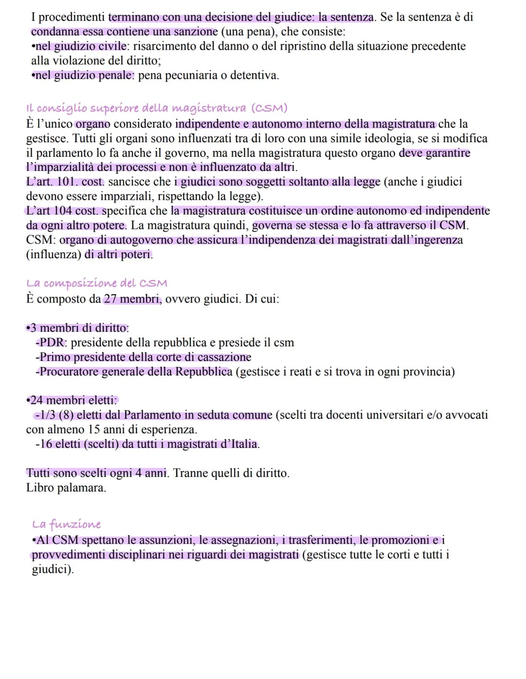 # La magistratura
La magistratura è l'insieme degli organi che esercitano la funzione giurisdizionale (il potere
giuridico: far rispettare
