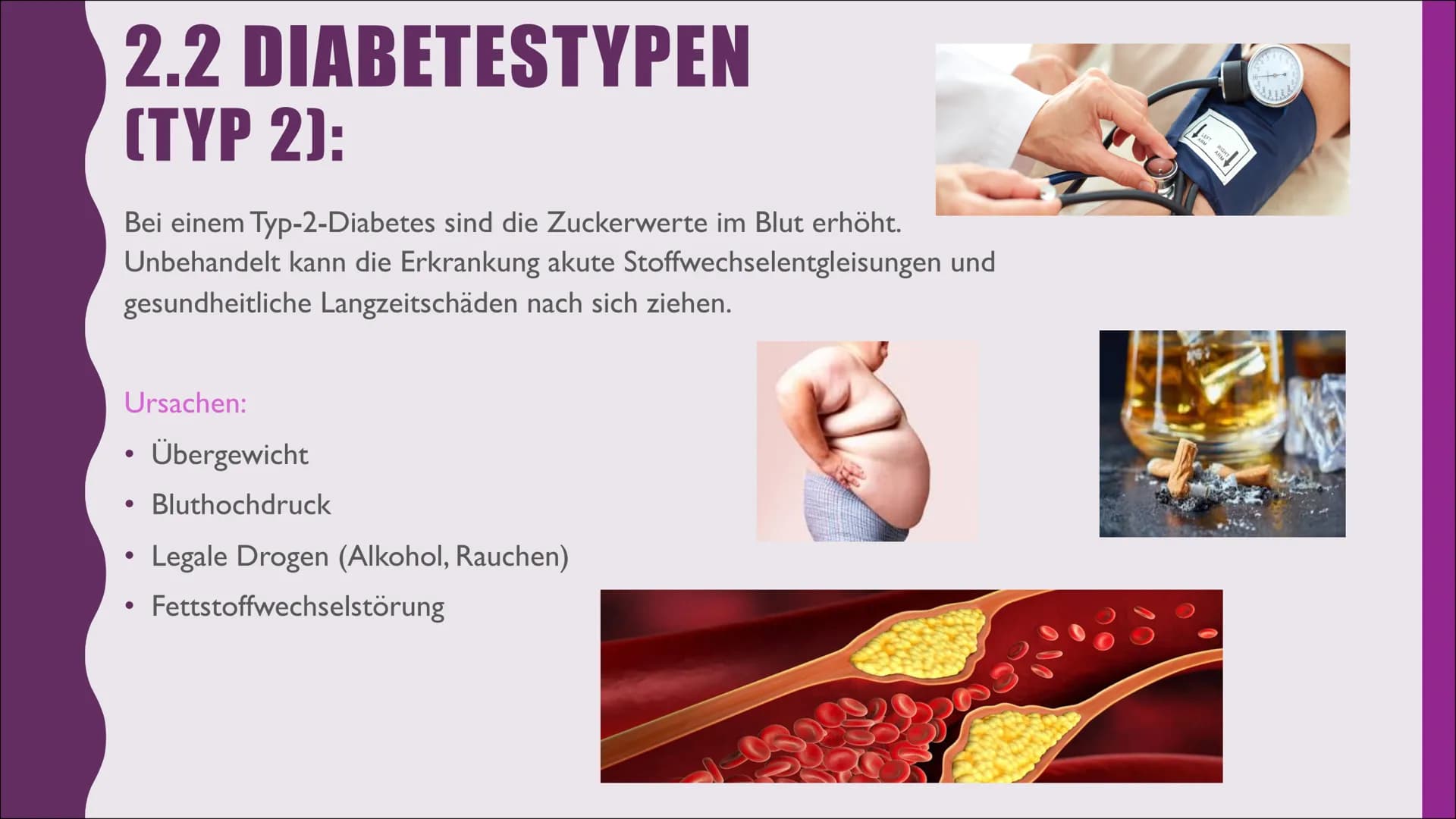 Diabetes # 1. WAS IST DIABETES:
• Diabetes ist eine Stoffwechselerkrankung, die neben dem Zuckerstoffwechsel vor allem den
Fettstoffwechsel