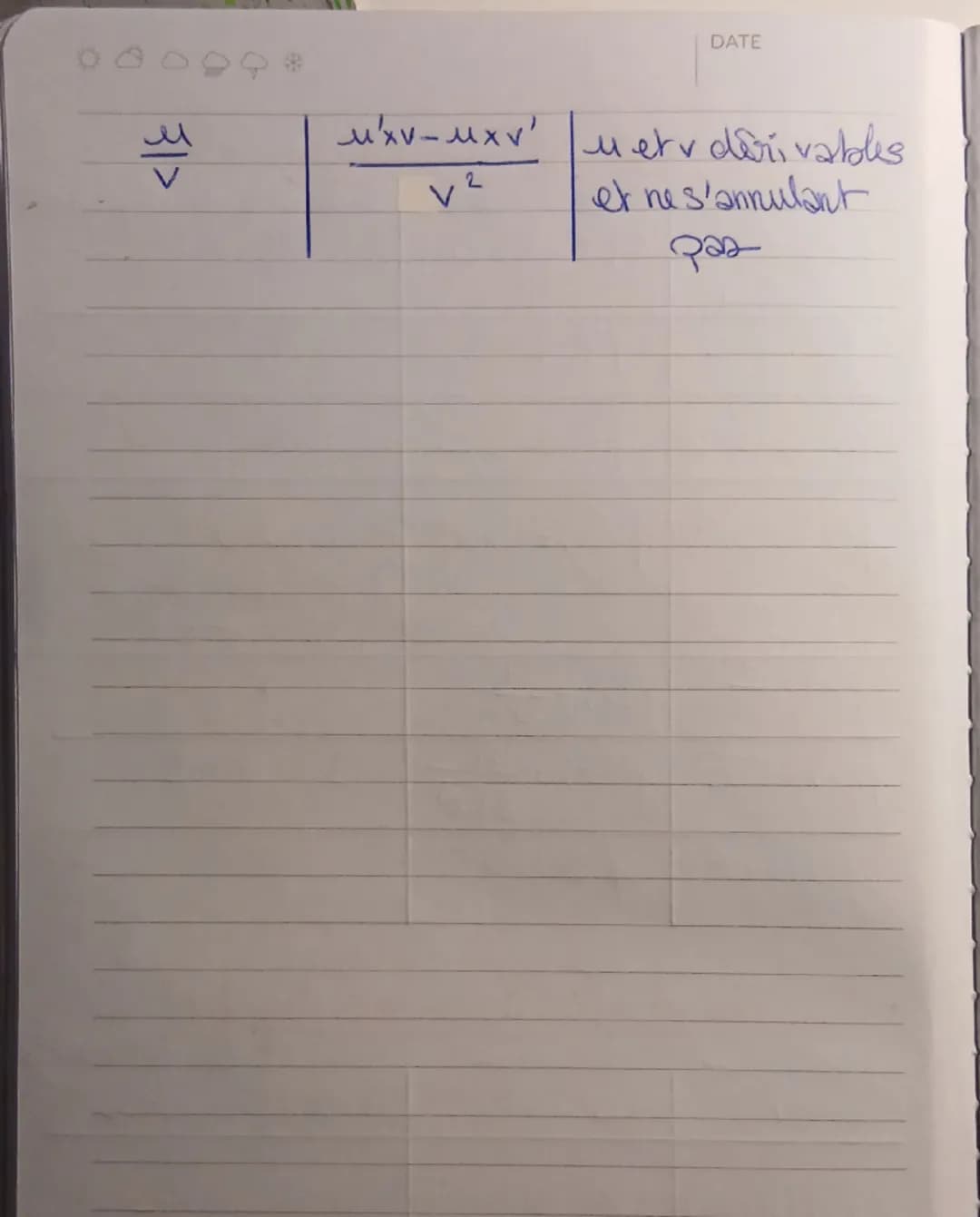 DATE
900000
• composée de deux fcto
On convidere 2 fot u(x) et v (oc) tq=
• pour tout $x \in I$, $M(x) \in J$
• vest del sur l'intervall