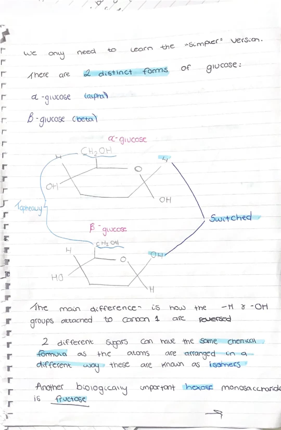 Biology
G
As level 1.1
Carbohydrates
All Contain Only 3 elements:
-Carbon
-hydrogen
-Oxygen
General formula: Cx (H₂O)y
Carbohydrates ar