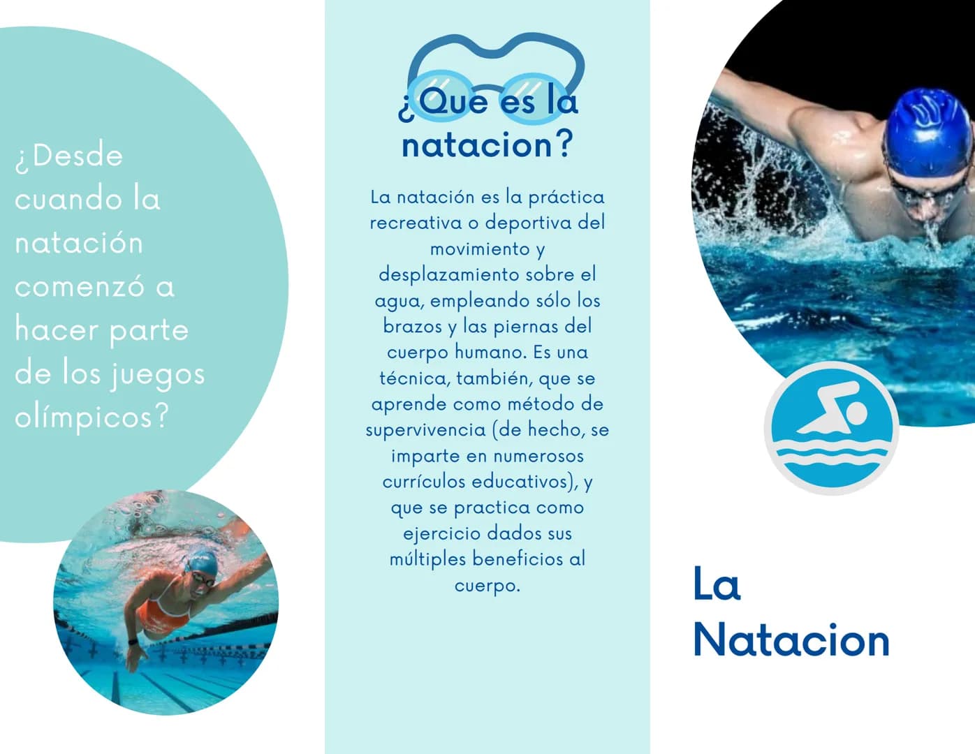 ¿Desde
cuando la
natación
comenzó a
hacer parte
de los juegos
olímpicos?
¿Que es la
natacion?
La natación es la práctica
recreativa o depo