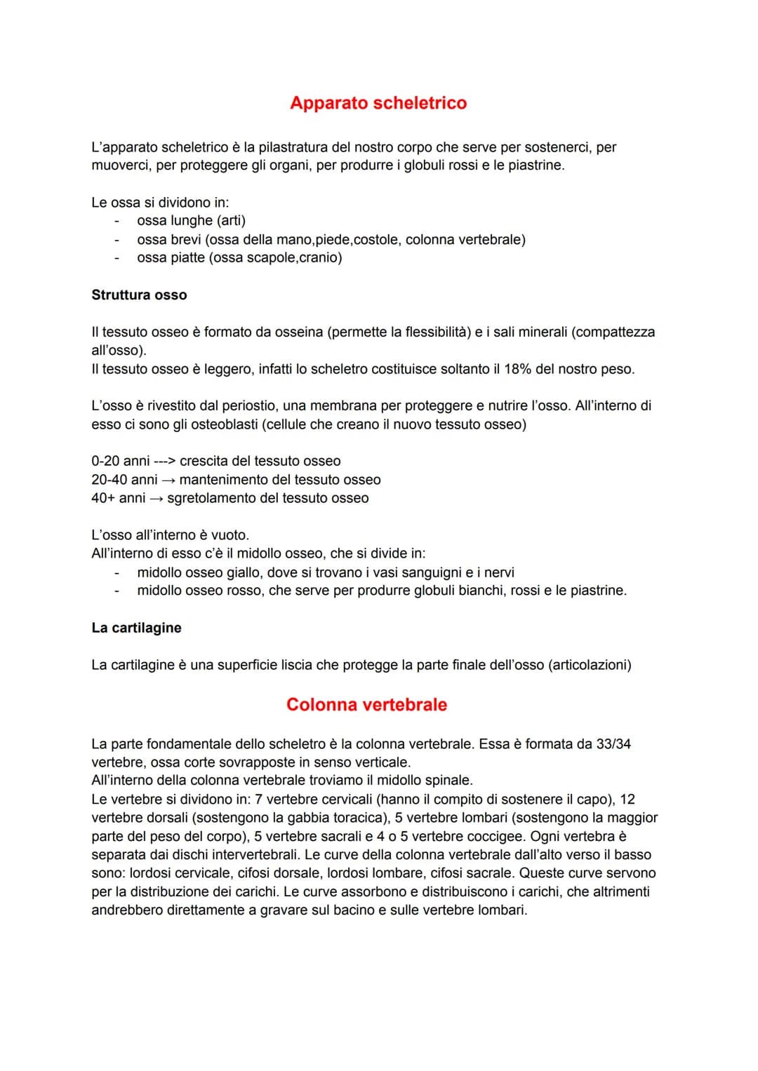 # Apparato scheletrico
L'apparato scheletrico è la pilastratura del nostro corpo che serve per sostenerci, per
muoverci, per proteggere gli