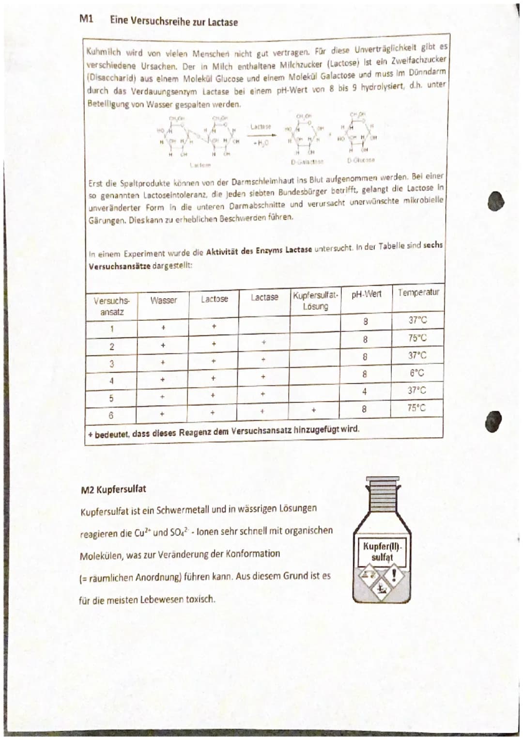 EF Biologie
Klausur Nr. 2-Enzymatik
04.03.2022
Name:
Aufgabe 1: Lactase
1.1 Beschreiben Sie den Aufbau sowie die allgemeinen Funktionen va