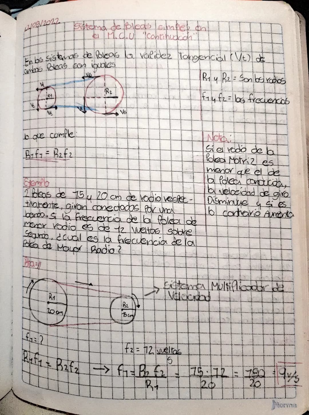 10/08/2022
# Poleas
Lina faca es un mecanismo que se utiliza para levantar o Male
cosos pesodas que consiste en una rueda susitlendida.
que