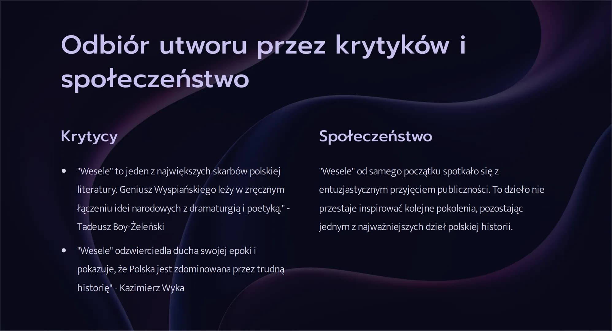 4
"Wesele" - notatka
Witajcie na prezentacji o jednym z najważniejszych dzieł polskiej
literatury. Poznacie historię powstania, inspiracje