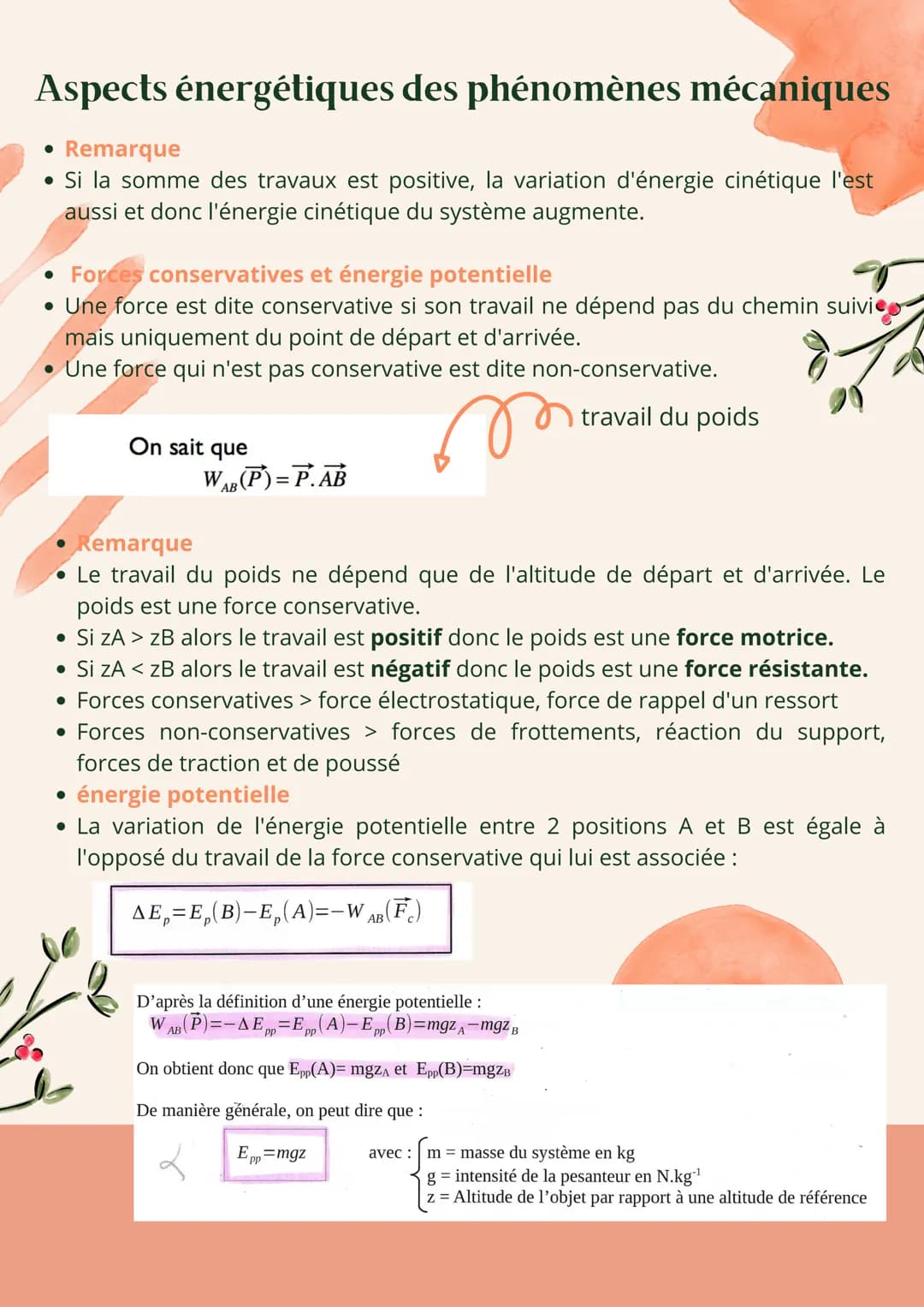 # Aspects énergétiques des phénomènes mécaniques
• Travail d'une force constante
• Une force est constante lorsque sa direction, son sens