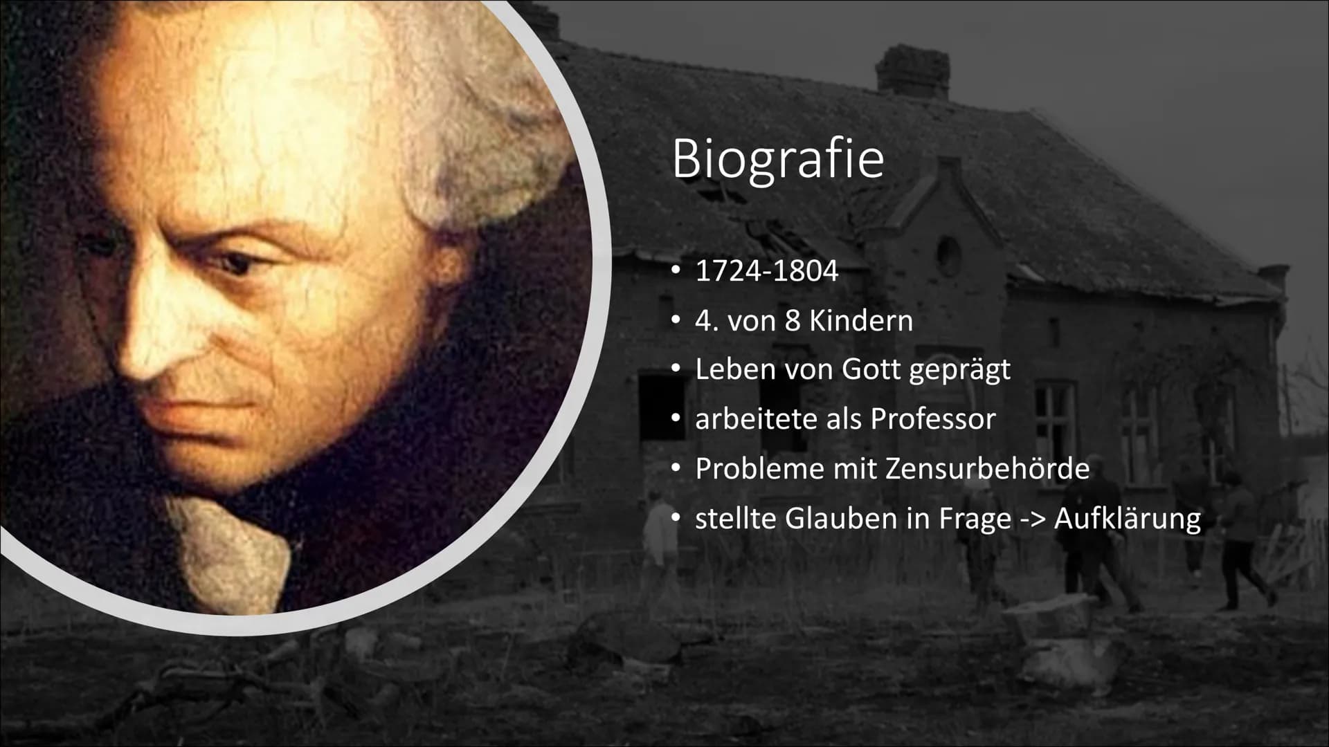 # Immanuel Kant
Laura Nußbaum Gliederung
• Allgemeines
• Biografie
• Werke
• Kategorischer Imperativ
• Seine Aufklärung
• Kants Vorstellun