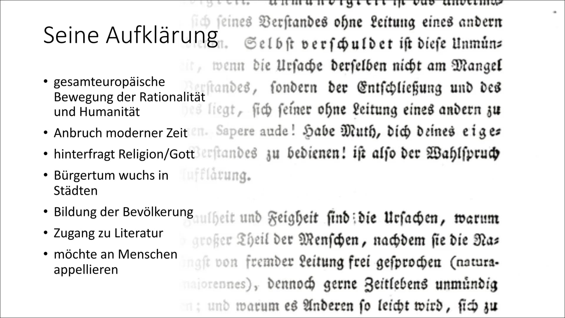 # Immanuel Kant
Laura Nußbaum Gliederung
• Allgemeines
• Biografie
• Werke
• Kategorischer Imperativ
• Seine Aufklärung
• Kants Vorstellun