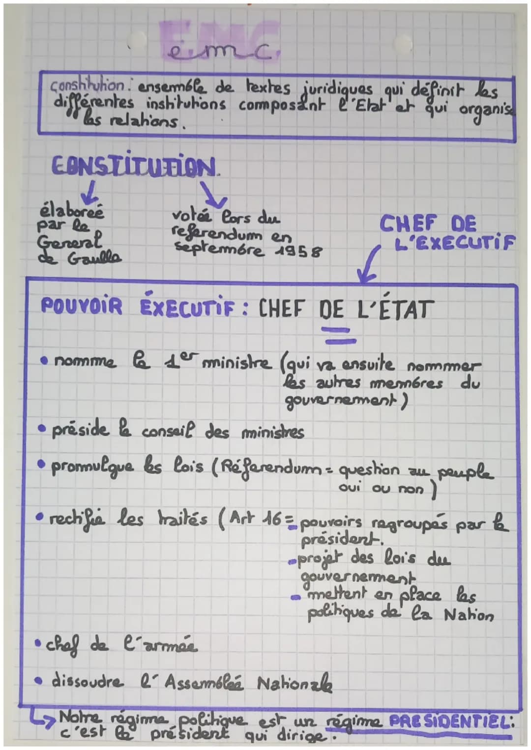 emc.
Constitution. ensemble de textes juridiques qui définit les
différentes institutions composant l'Etat et qui organis
relations.
CONST