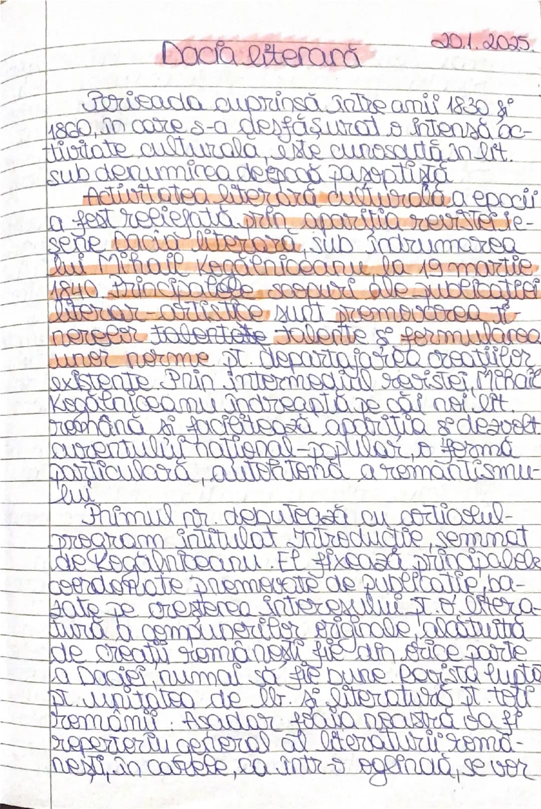 Dacia literară
20.1.2025.
Perioada cuprinsă între anii 1830&
1860, in care s-a desfăşurat o intensă oc-
Hiiriate culturală, este cunoscuta
