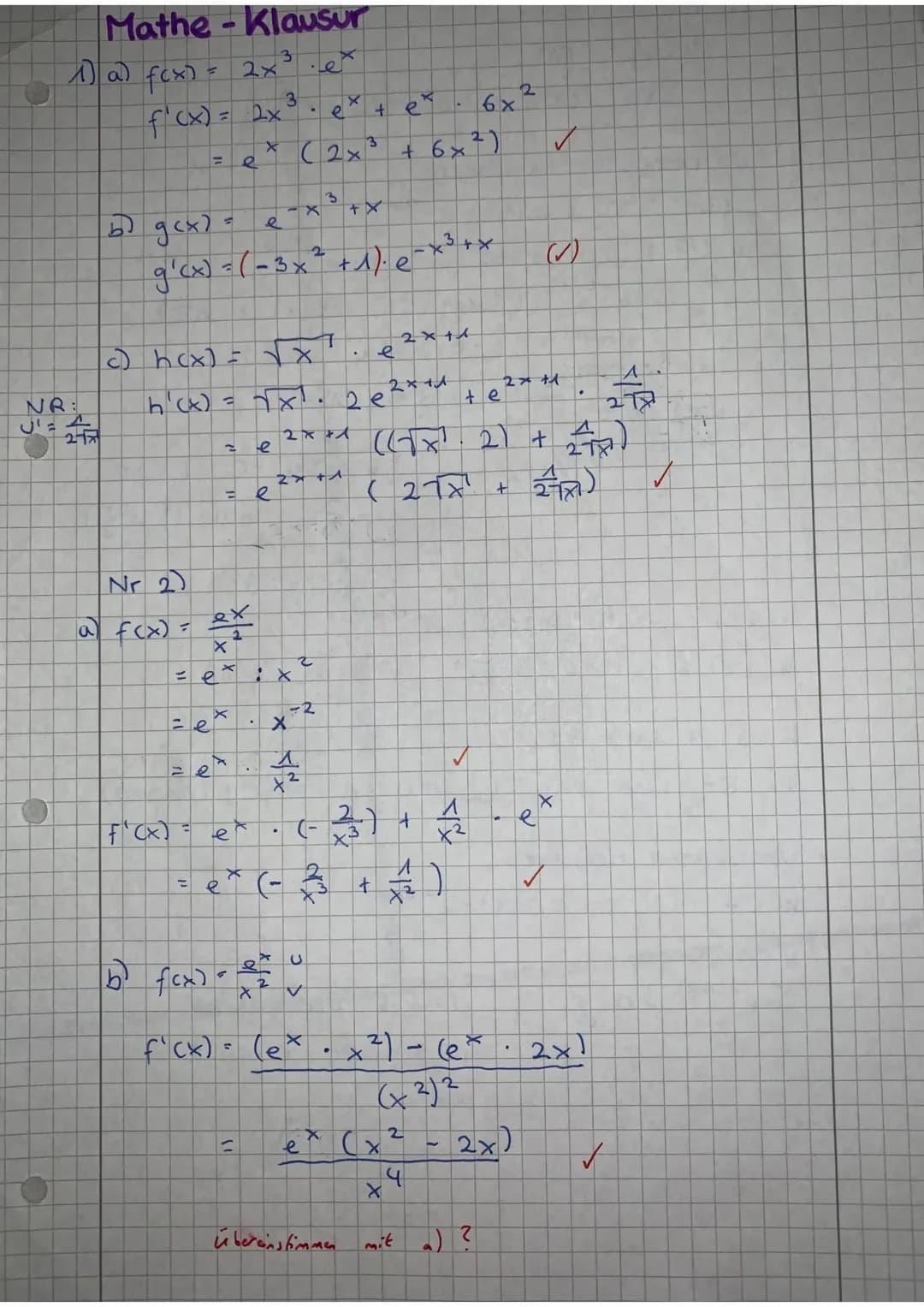 E-Phase
Datum: 16.06.2021 Name: Fatoş GUCIE
13
Freiwillige Probeklausur
5,5 6 BE
Aufgabe 1
Bestimmen Sie jeweils die erste Ableitung der f