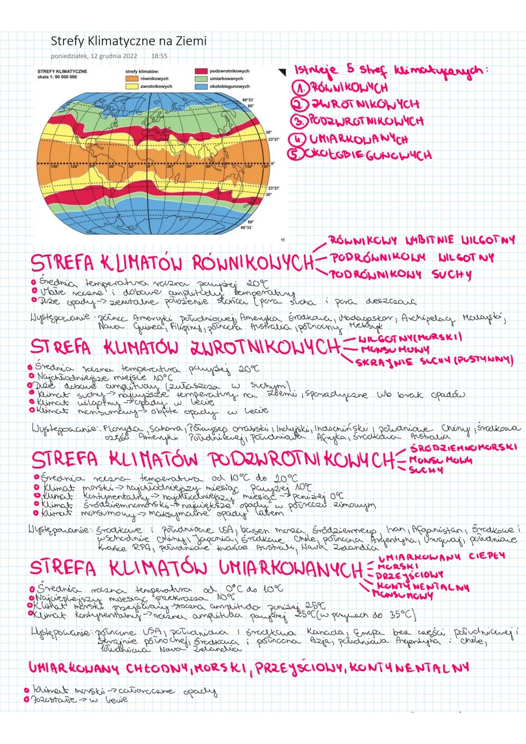# Strefy Klimatyczne na Ziemi
poniedziałek, 12 grudnia 2022 18:55
STREFY KLIMATYCZNE
skala 1: 90 000 000
równikowych
zwrotnikowych
nych
Is