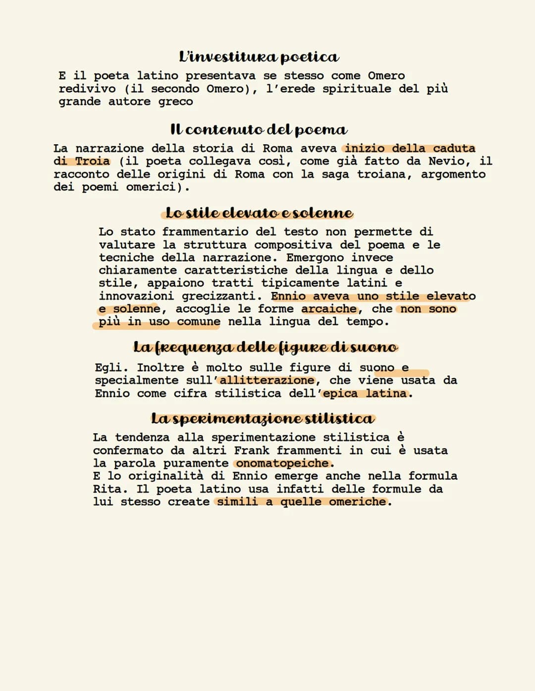 # ENNIO
Ennio è il primo poeta latino a scrivere un poema in
esametri (il metro di Omero) fu considerato in età augustea
il vero fondatore