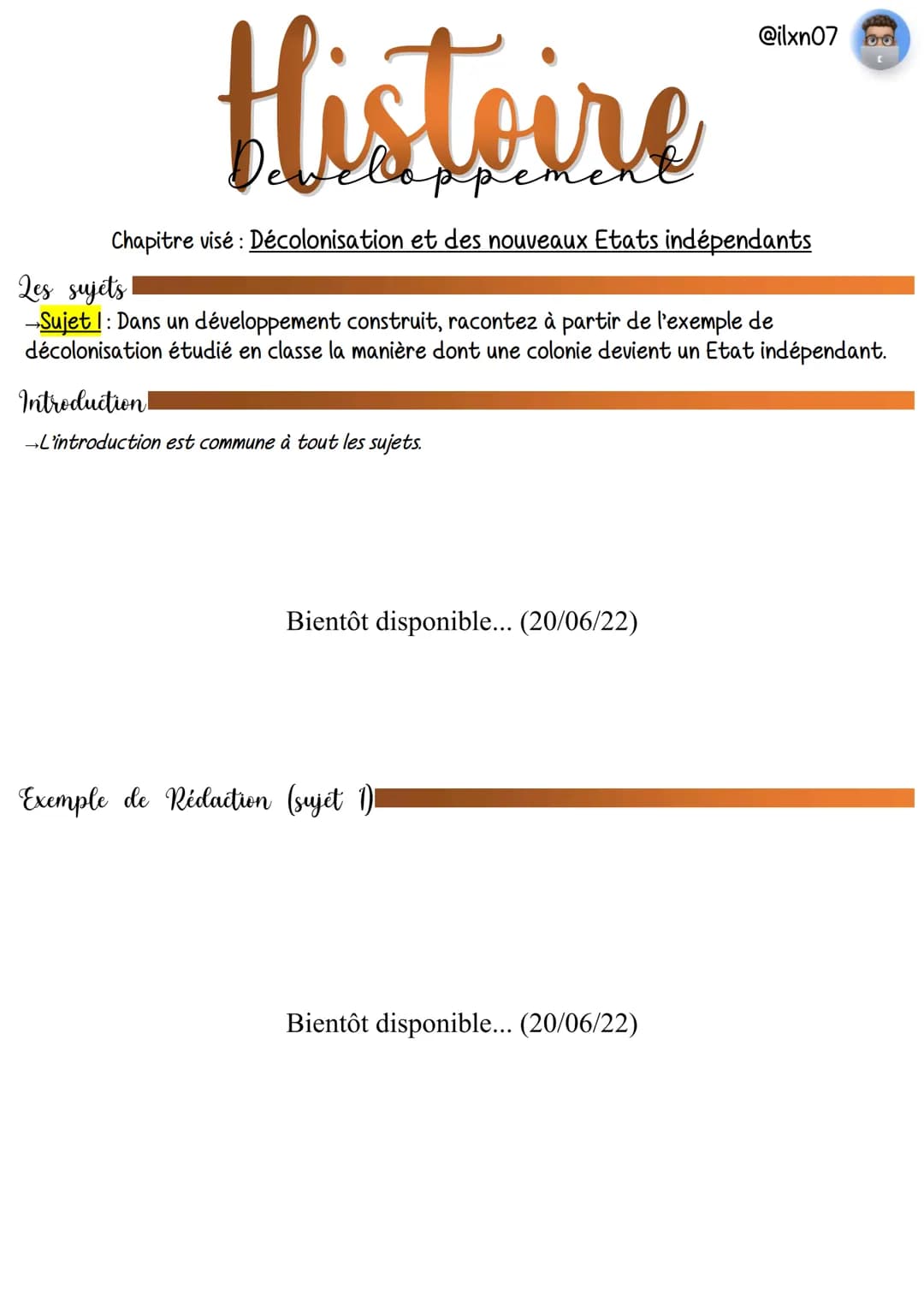 # Histoire
La décolonisation
Independance et construction de nouveaux Etats!
## Nouveaux Etats indépendants
### Développement économique