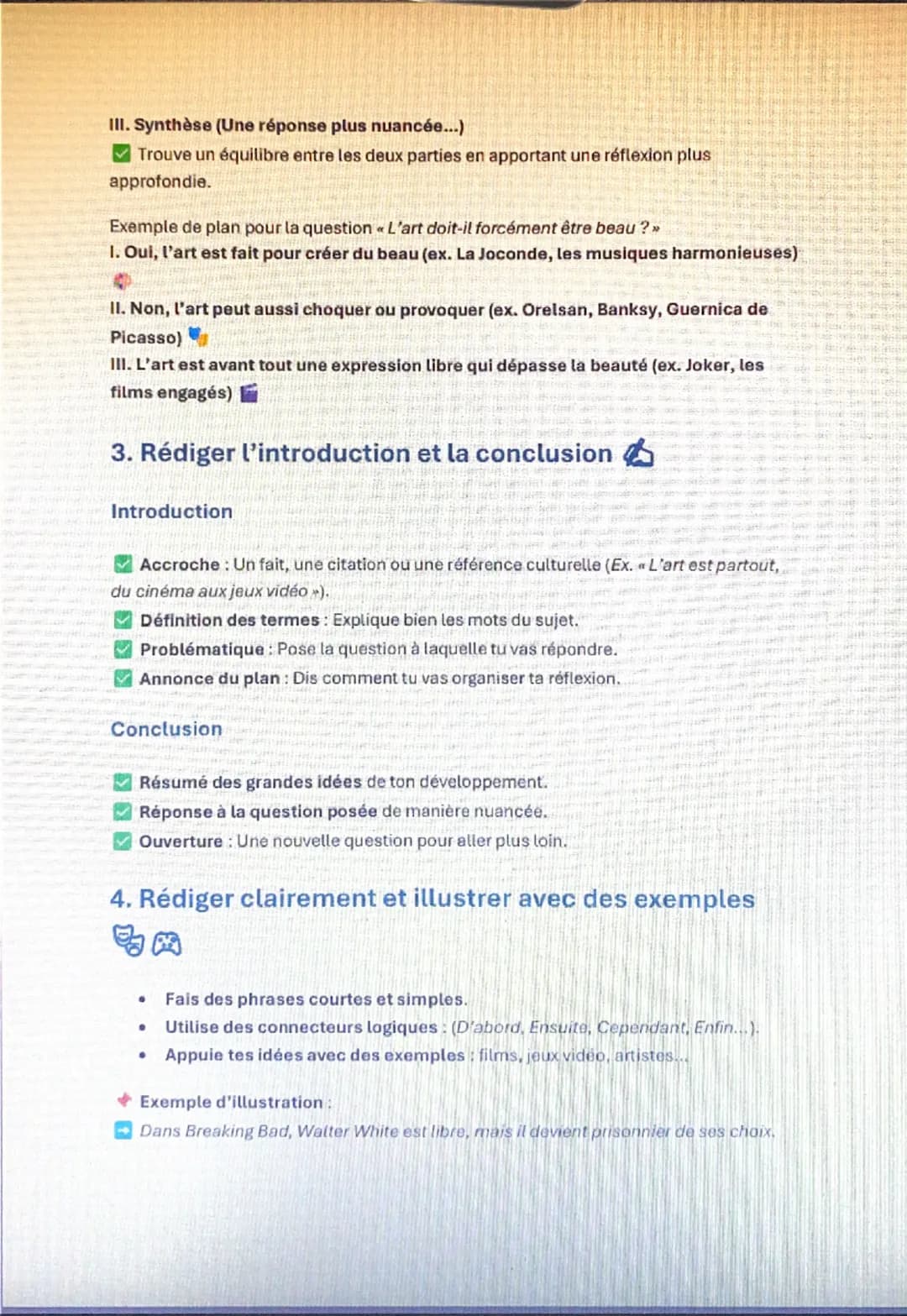 # Fiche 1: L'Art 1. Définition
L'art est une activité humaine qui vise à produire des œuvres ayant une dimension esthétique,
expressive ou