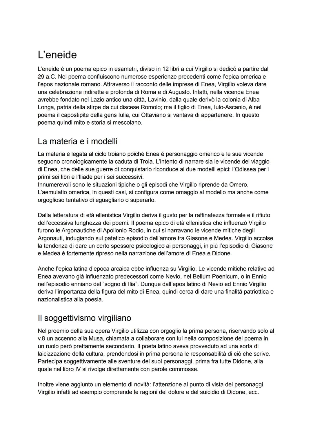 # L'eneide
L'eneide un poema epico in esametri, diviso in 12 libri a cui Virgilio si dedicò a partire dal
29 a.C. Nel poema confluiscono nu