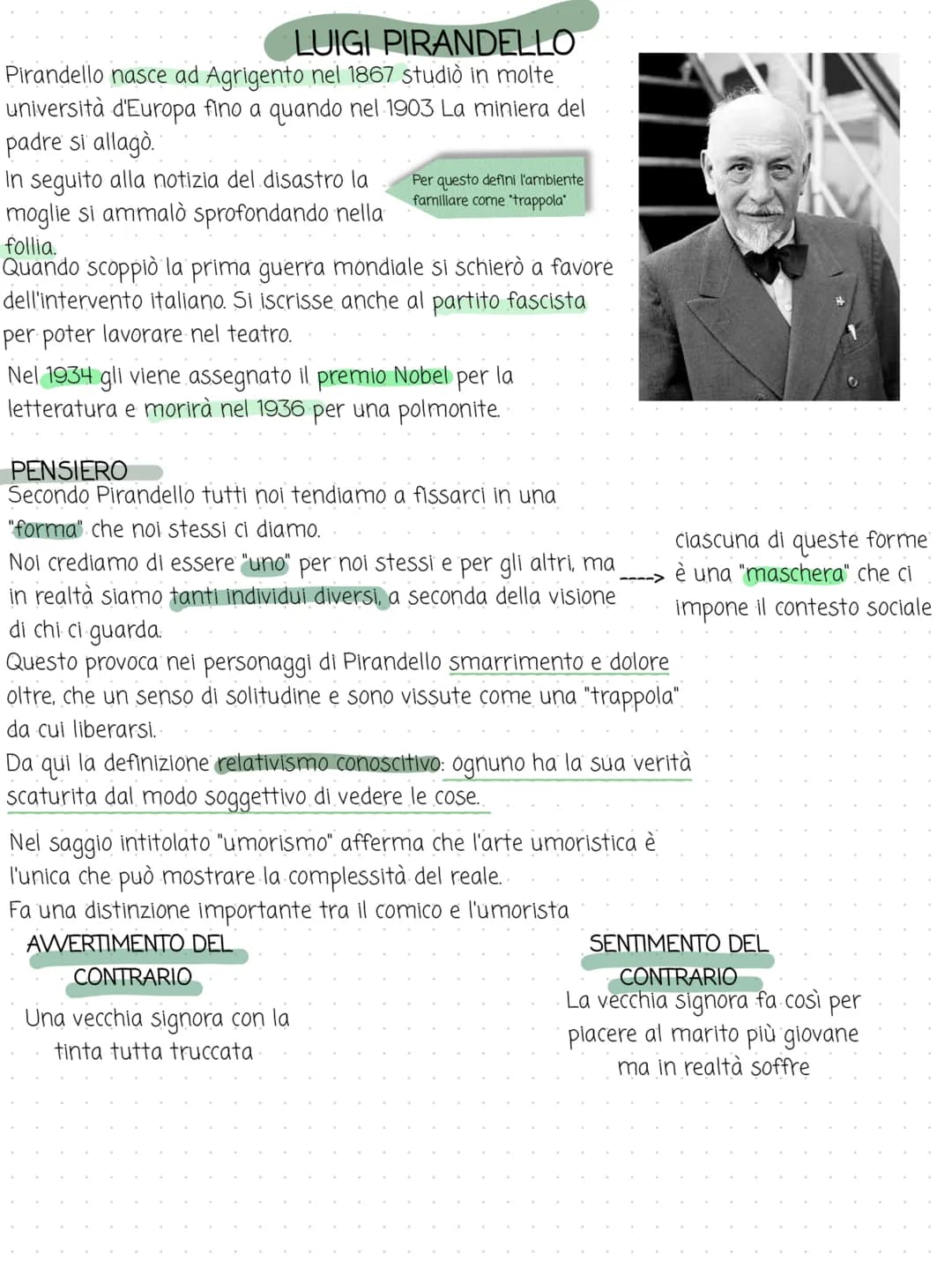 <p>Luigi Pirandello nacque ad Agrigento nel 1867 e studiò in molte università d'Europa fino a quando nel 1903 la miniera del padre si allag