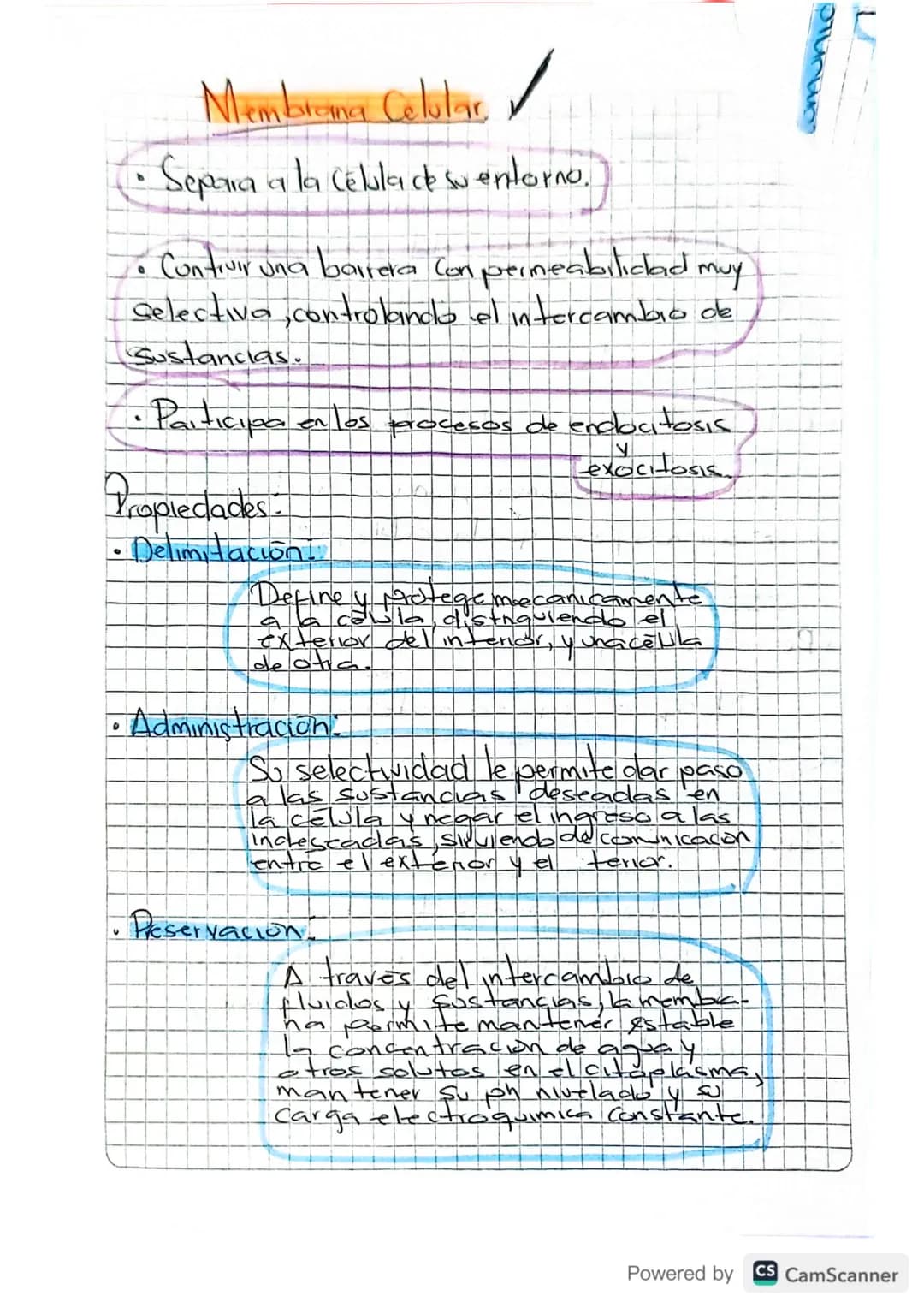 # Membrama Celular,
•Separa a la célula de su entorno.
• Contruir una barrera Con permeabilidad muy
Selectiva, controlando el intercambio