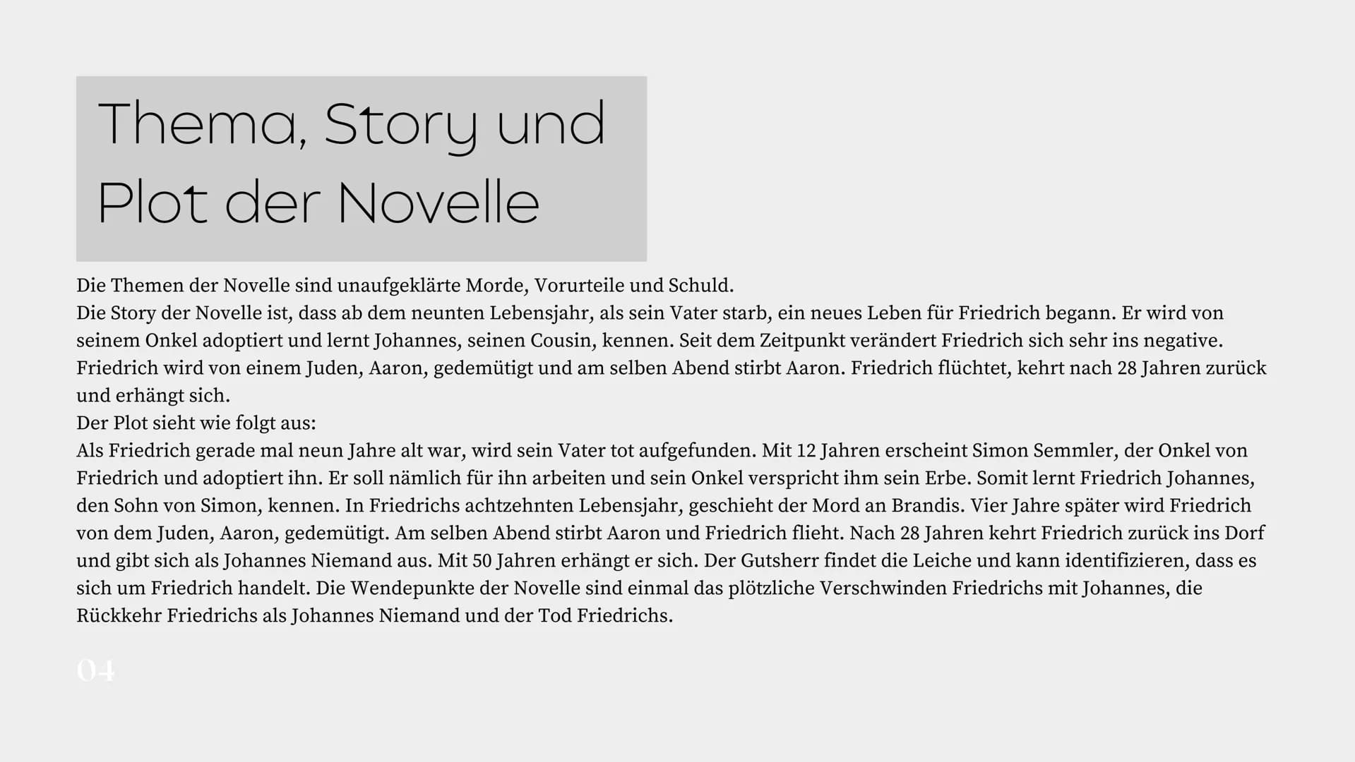 # Die
# Judenbuchen
Portfolio Arbesa Rrustemi, 9c
01 Was ist eigentlich
eine Novelle?
Eine Novelle ist eine kürzere Erzählung, die in
der