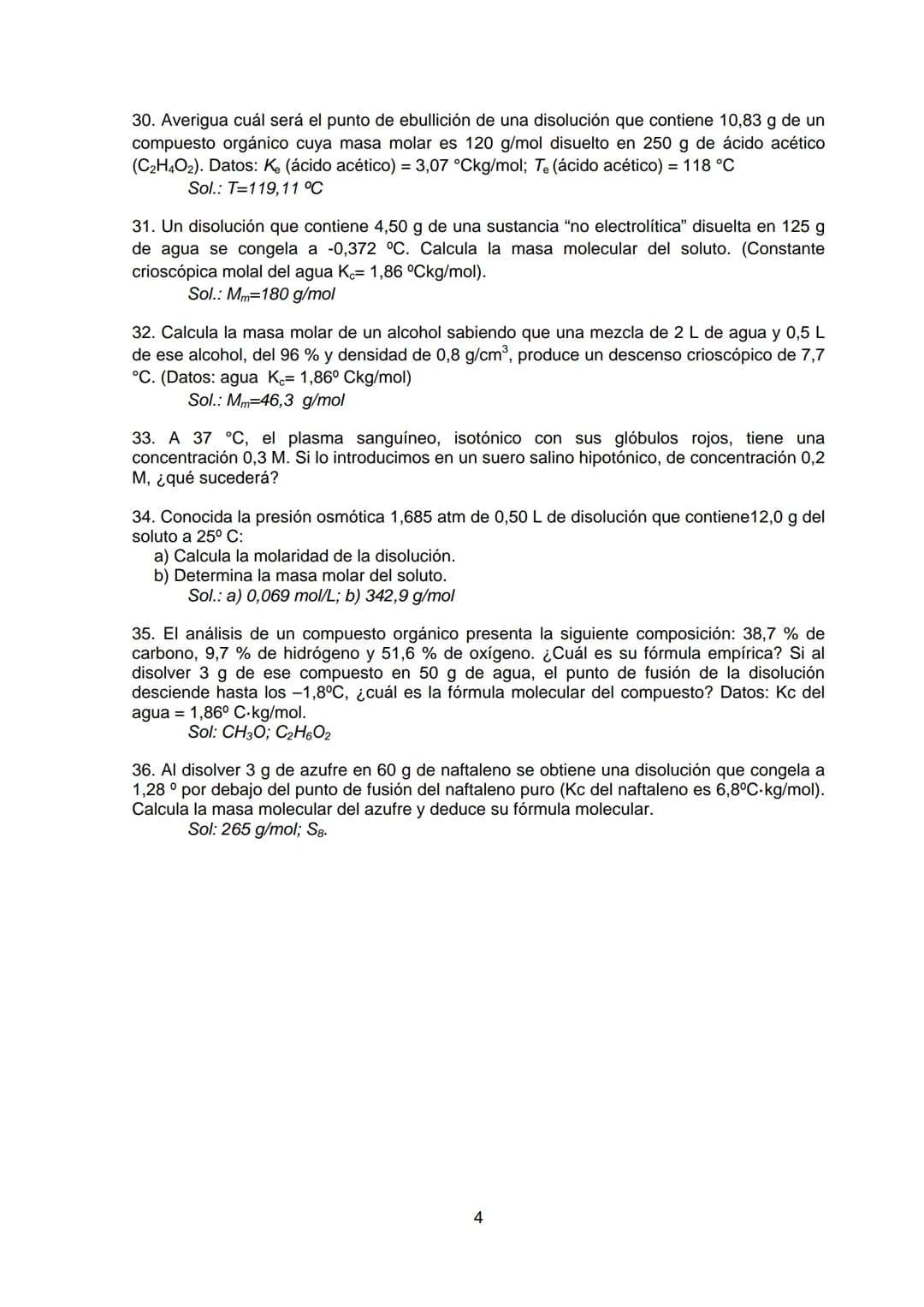 # TEMA 2: DISOLUCIONES
1. Calcula el porcentaje en masa de las siguientes disoluciones
a) 40 g de sal en 250 g de agua
b) 40 g de azúcar en