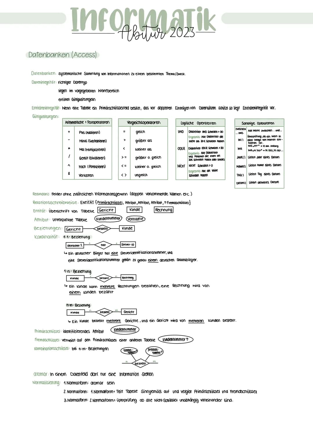 # Informatik
# Abitur 2023-
Datenbanken (Access)
Datenbanken systematische Sammlung von Informationen zu einem bestimmten Thema/Zнеск.
Da