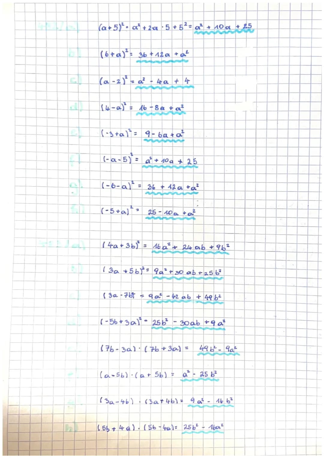 - (a+b). (a+b)
- (a-b). (a-b)
- (a+b). (a-6)
A
- (a+b). (a+b)= a² + ab tob + b²=
a²+2ab+b²
1. Binomische Formel: (a+b)² = a²+2ab+b²
3 (a+