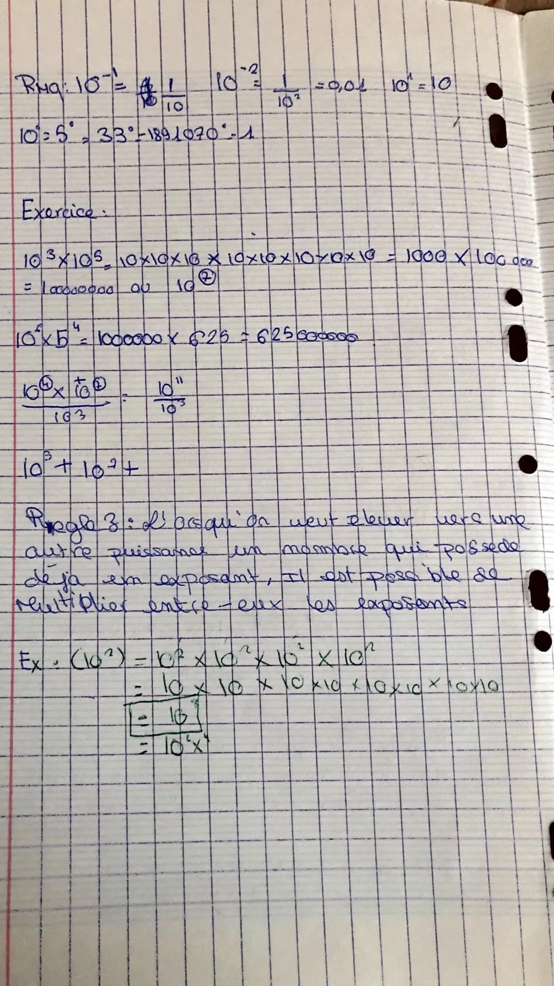 des puissances de dix et
l'ecriture scientifique
I/ Rappelt
④ Lorsqu'on multiplient un nombre par lui mone,
on parle du carre de ce nombre