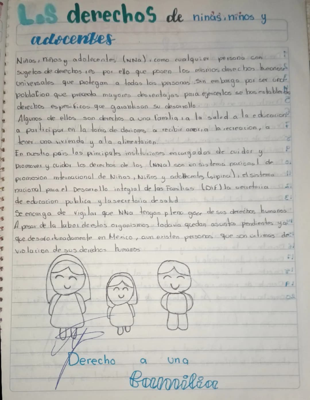 # Los derechos de ninas, niños y
adocentes
Niñas, niños y adolecentes (NNa), como cualquier persona con
sugetos de derechos res por ello q