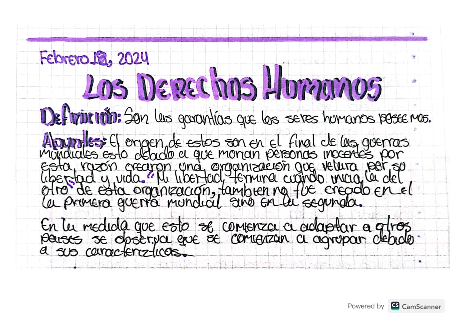 Febrero, 2024
Los Derechos Humanos
Definition: Son las garantías que los seres humanos peste Mos.
Alouales El origen de estos son en el f
