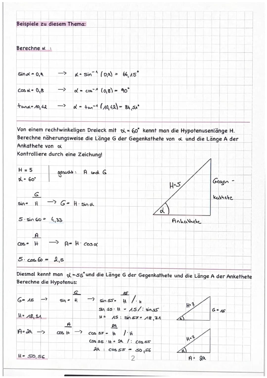 Diren Y.
TRIGONOMETRIE - ZUSAMMENFASSUNG
Dinan Y
11.02.23
FORMEL:
$sin d =$
$cosd=$
$tan <=$
Gegenkathete von
Hypotenuse
Ankathete von