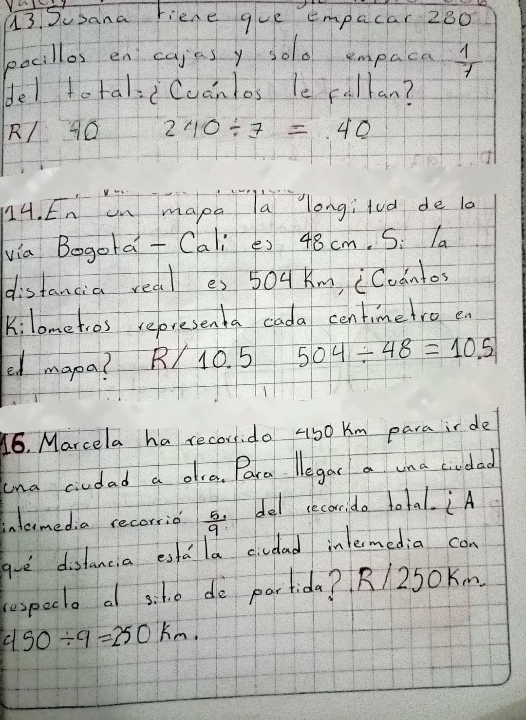 parte coloreada: $\frac{5}{16}$
1.h parte coloreada: $\frac{2}{5}$
parte no coloreada $\frac{3}{5}$
D.Escribe una situación que se repres