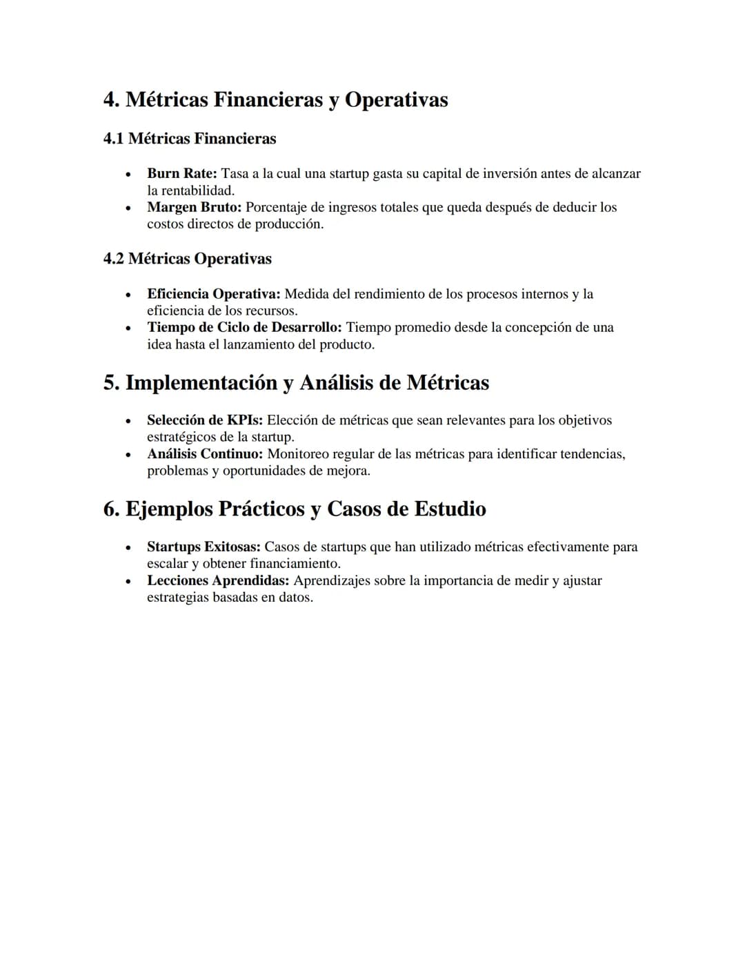 # Métricas y KPIs para Startups
APUNTES//
1. Introducción a las Métricas y KPIs
- Definición de Métricas: Indicadores cuantitativos y cua