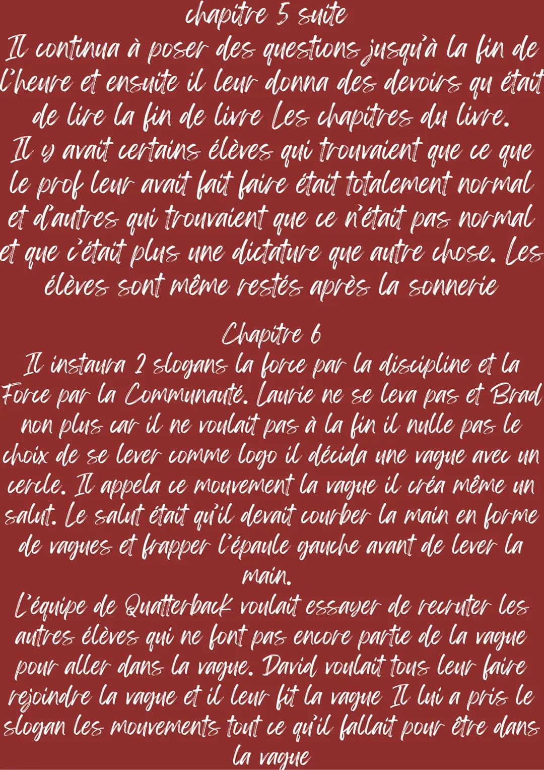 --- OCR Start ---
resumer de la vague
chapitre pare chpitre
Chapitre 1
Laurie saunders. Le nom du jour est gordon
grapevine. Trois en qu'ell