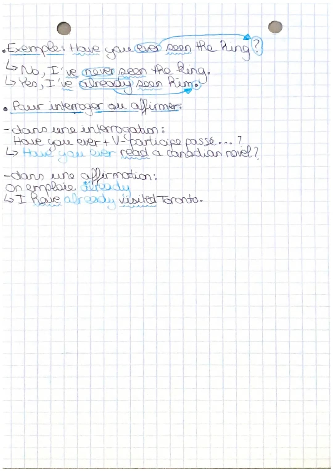 e
# Anglais
## PRESENT PERFECT
le present perfect:
* Il se construit avec l'auxiliaire HAVE au
présent suivi de participe passé d'un verbe