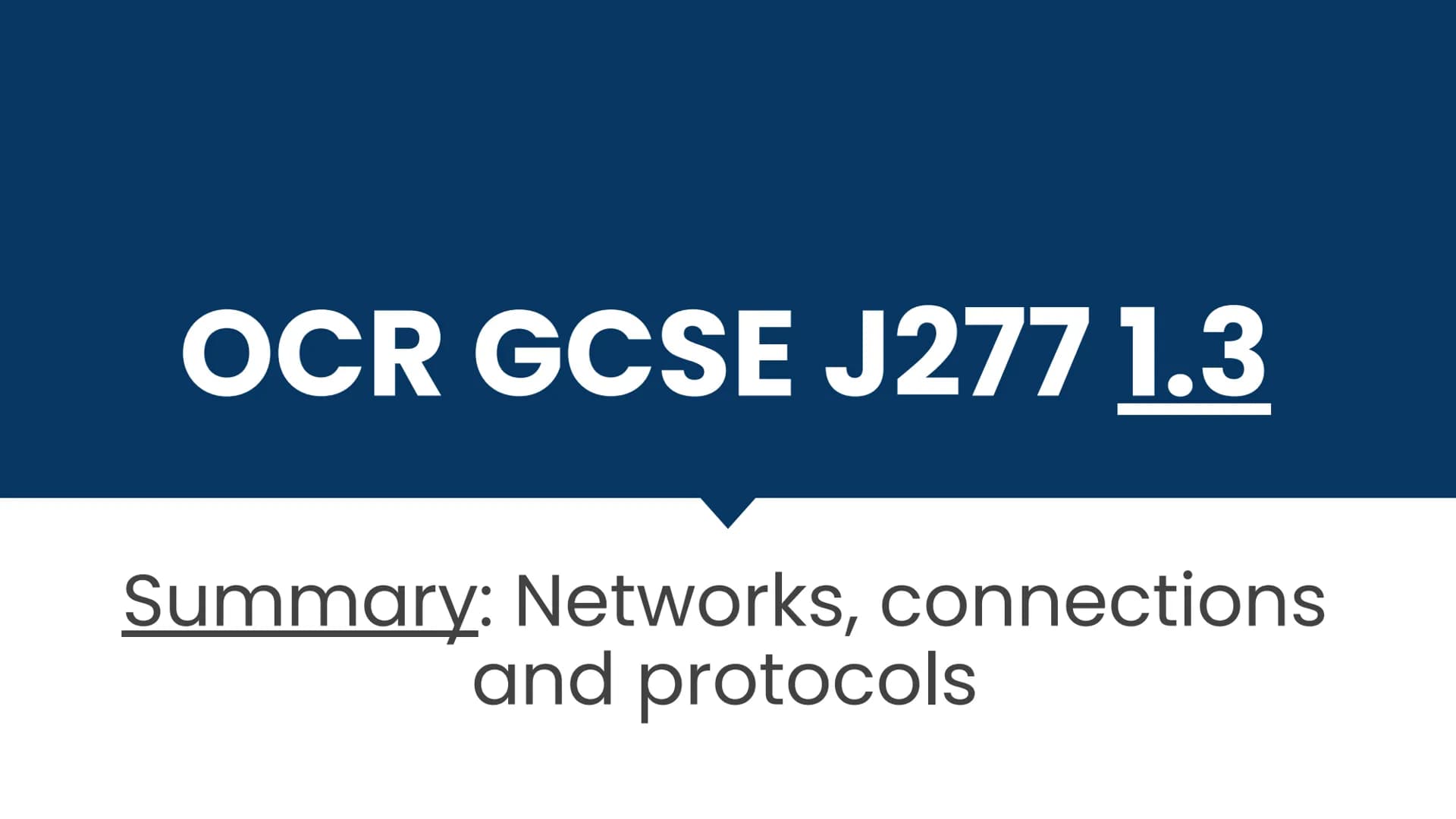 <p>The OCR GCSE Computer Science 1.3 topic covers networks, connections, and protocols. This includes LAN, WAN, network performance, client