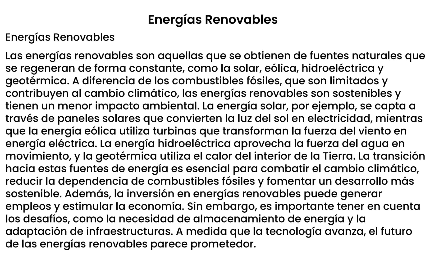 # Energías Renovables
Energías Renovables
Las energías renovables son aquellas que se obtienen de fuentes naturales que
se regeneran de fo