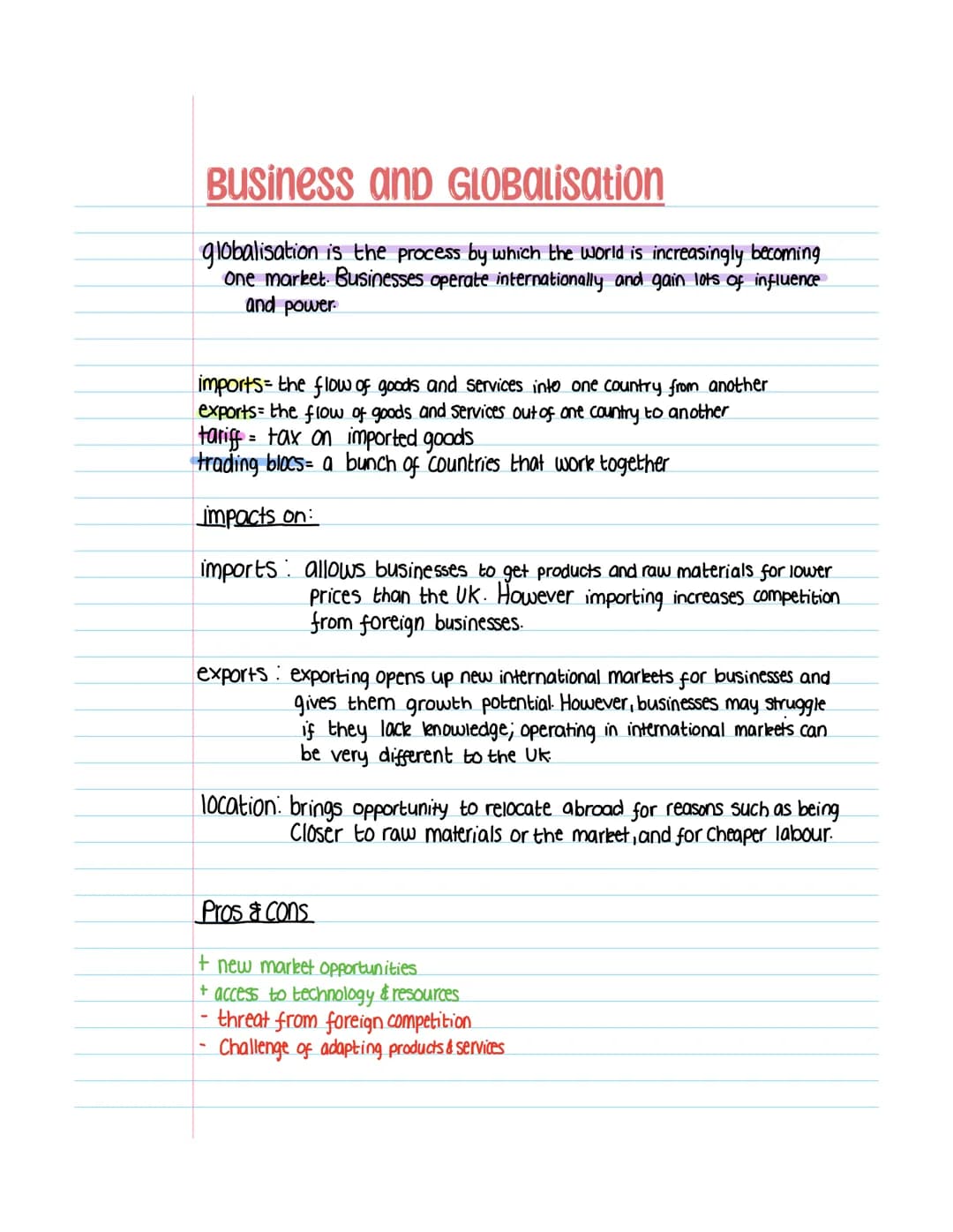 # Business and GLOBALisation
globalisation is the process by which the world is increasingly becoming
One market. Businesses operate intern