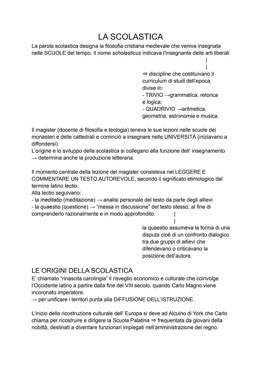 # LA SCOLASTICA
La parola scolastica designa la filosofia cristiana medievale che veniva insegnata
nelle SCUOLE del tempo. Il nome scholast