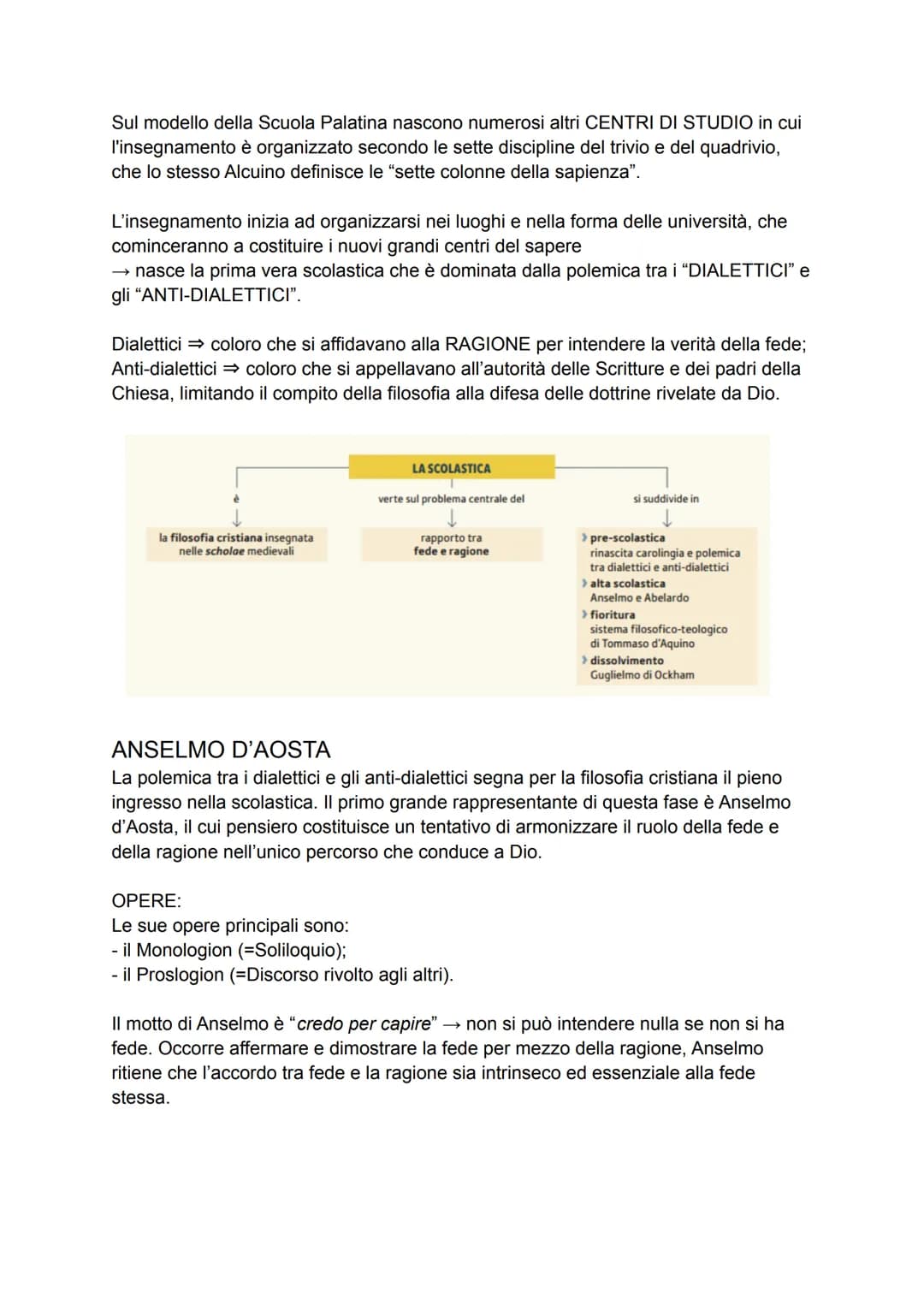 # LA SCOLASTICA
La parola scolastica designa la filosofia cristiana medievale che veniva insegnata
nelle SCUOLE del tempo. Il nome scholast