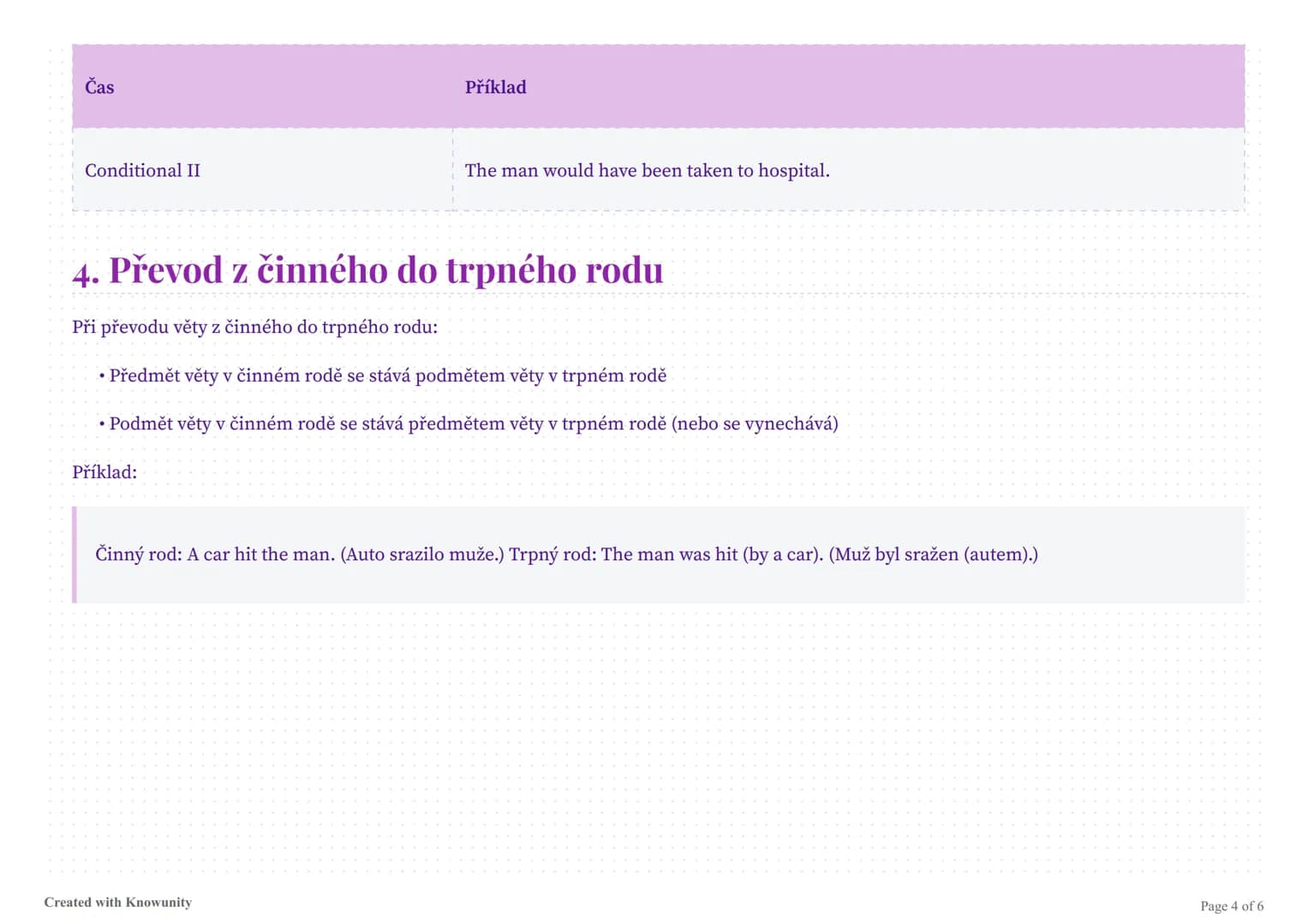 # Trpný rod v angličtině
Přehled pravidel a použití trpného rodu v angličtině s praktickým cvičením.
# Trpný rod (Passive Voice)
## 1. Po