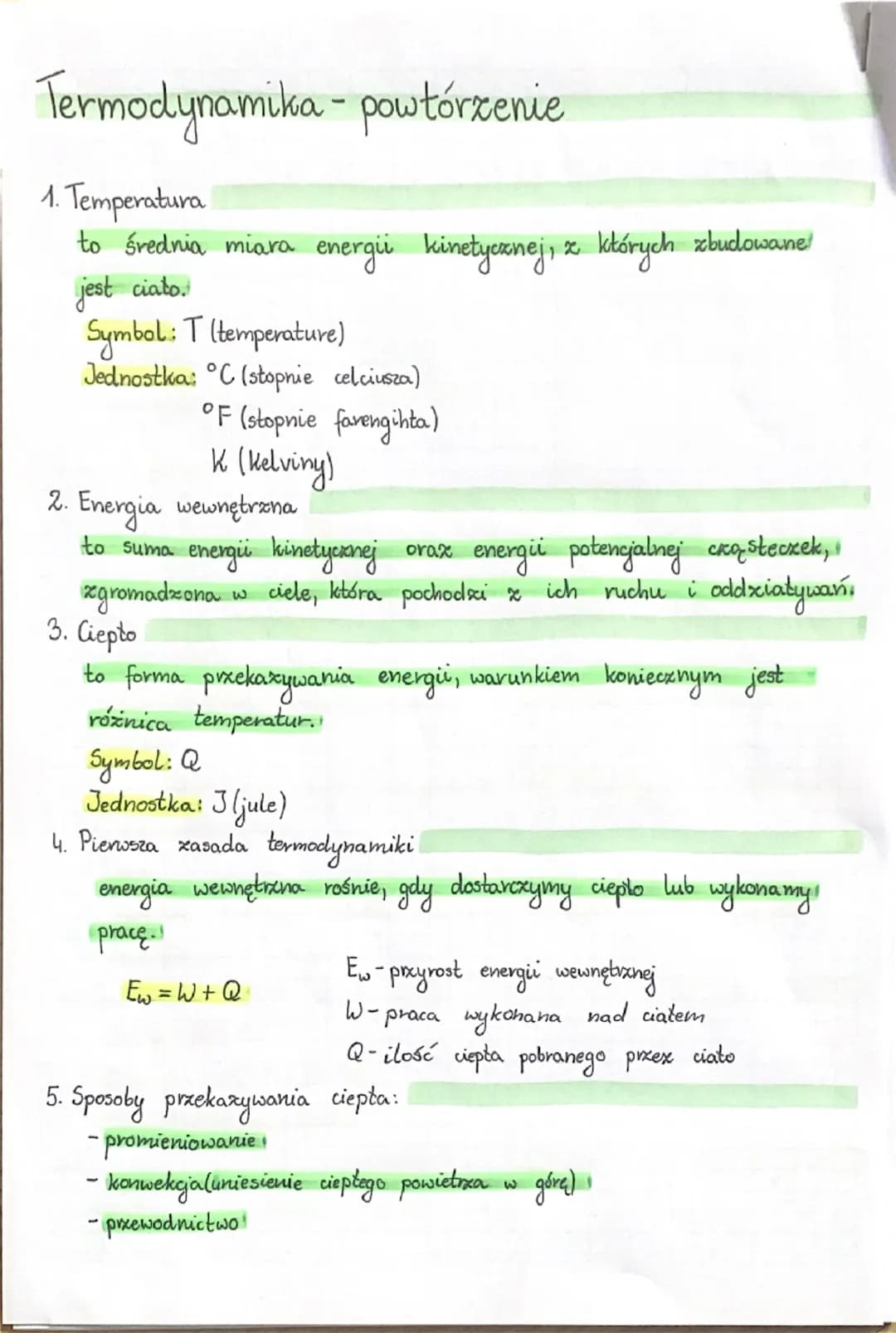 # Termodynamika - powtórzenie
1. Temperatura
to średnia miara energii kinetycznej, z których zbudowane
jest ciato.
Symbol: T (temperature)