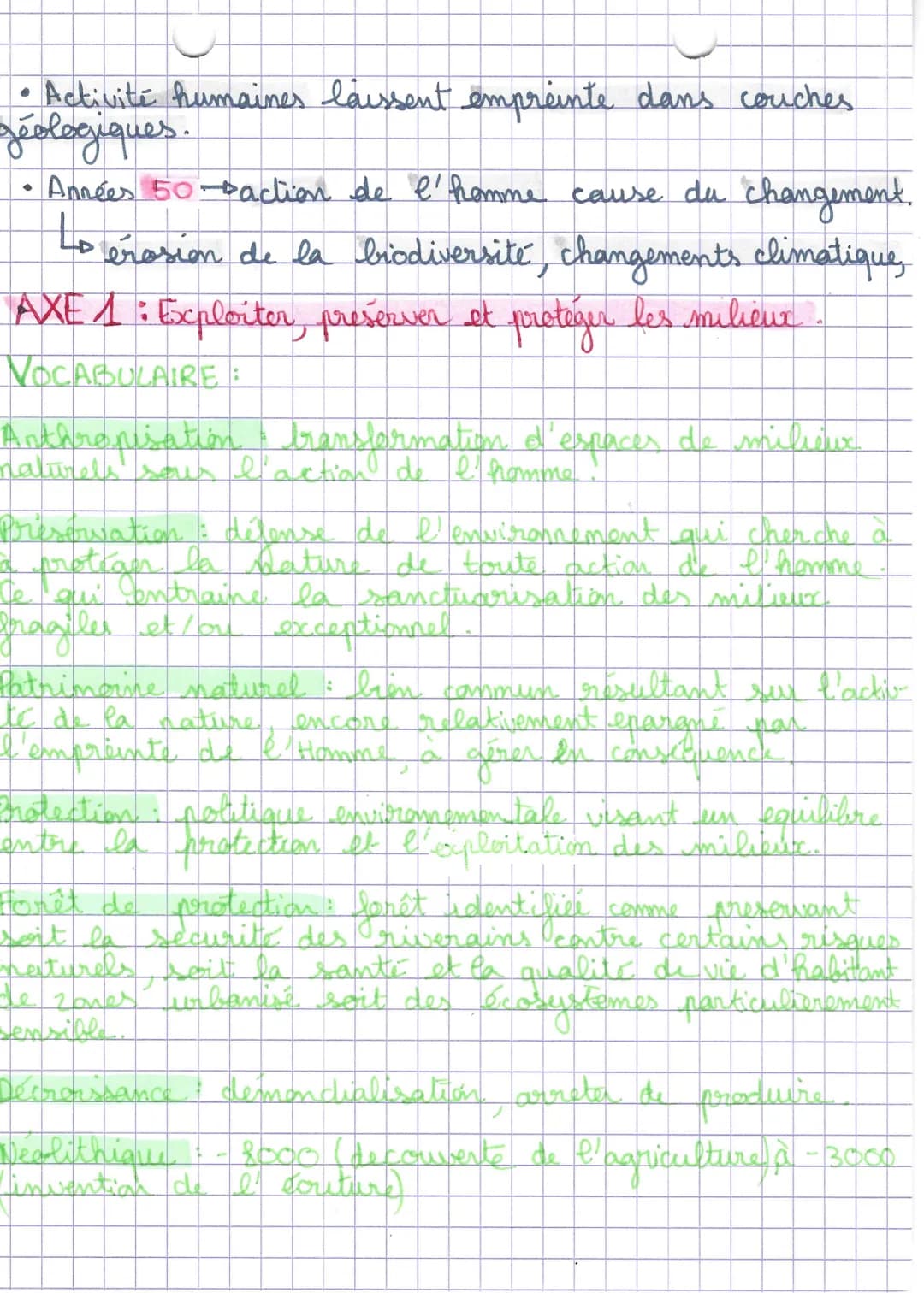 - Activité humaines laissent empreinte dans couches
jéologiques.
- Années 50-action de l'homme cause du changement.
Lo éñosion de la biodive