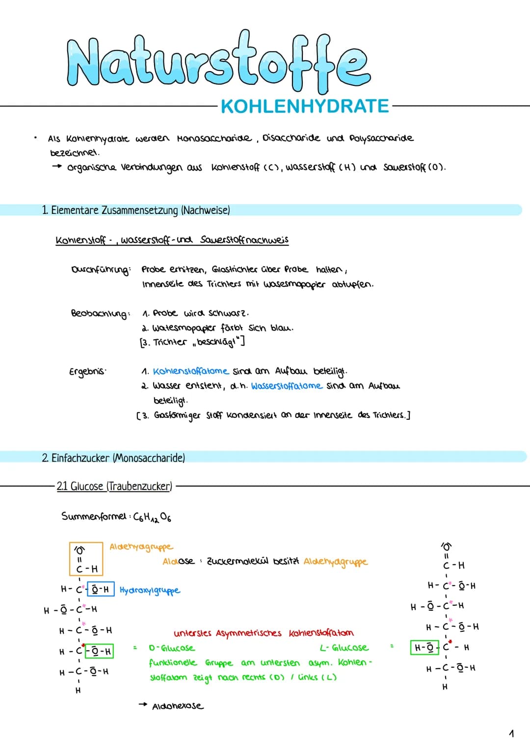 <p>Naturstoffe</p>
<p>Als Kohlenhydrate werden Monosaccharide, Disaccharide und Polysaccharide bezeichnet. Diese organischen Verbindungen b
